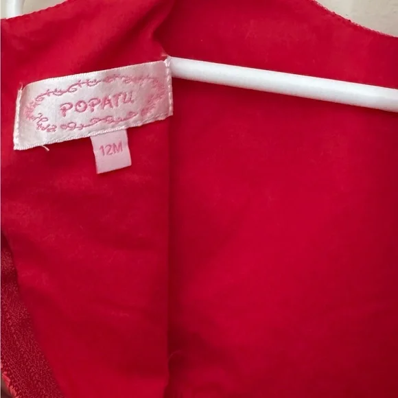 Popatu Baby Girl Red Floral Lace Tulle Dress Size 12M Special Occasion Holiday - Picture 5 of 5